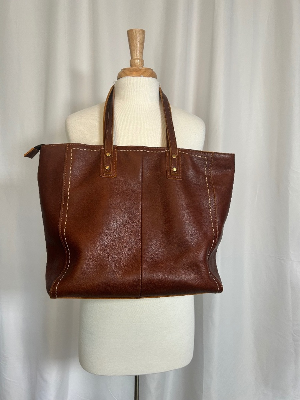 KATTEE BROWN LEATHER TOTE BAG
